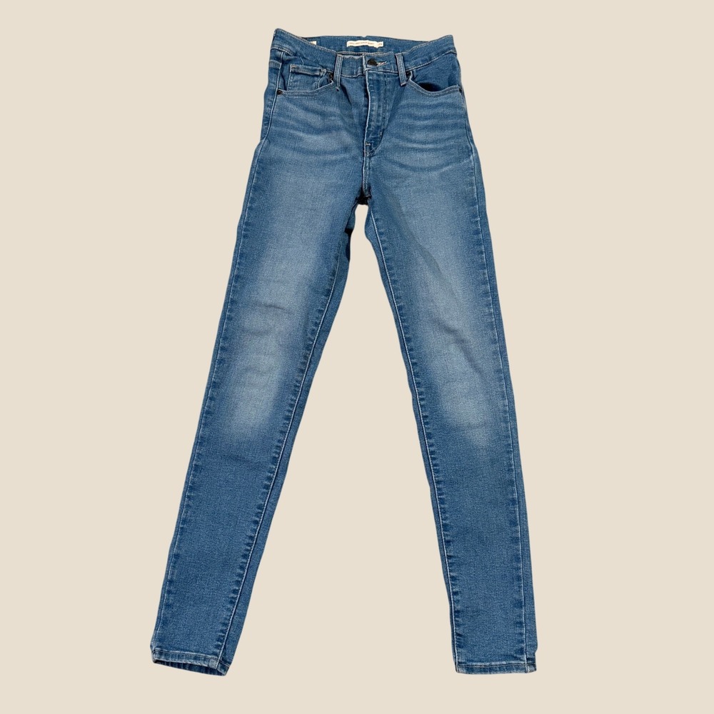Levis Premium Mile High Super Skinny Jeans Medium Wash Blue High Rise Big E 26